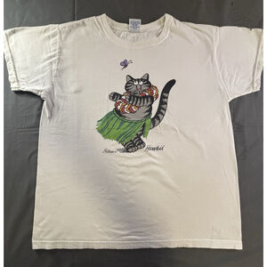 Crazy Shirts B Kliban Cats T Shirt Large Hula Dancer Hawaiian Double Sided